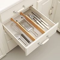 Tiroirs de rangement de cuisine réglables en bambou séparateurs de tiroirs extensibles pour commodes de bureau à domicile et organisation de la salle de bain