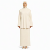 Ensemble Abaya Musulmane Haut de Gamme Personnalisé pour Femme, 2 Pièces, Coupe Ample, Haut à Col Montant et Jupe Longue en Viscose Modal, Vente en Gros OEM