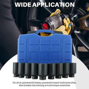 9-टुकड़ा 1/2 \ "ड्राइव मीट्रिक 6-पॉइंट सॉकेट CR-MO सेट 29 मिमी-38 मिमी गहरे प्रभाव सॉकेट-स्पिंडल एक्ल नट वाहन उपकरण के साथ - Product Image 6