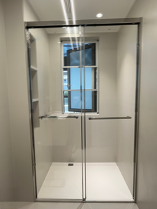 <span class=keywords><strong>Mampara</strong></span> de <span class=keywords><strong>Ducha</strong></span> con Puerta Corredera, Vidrio Templado de Seguridad de 10 mm, Marco Negro Mate, Panel de <span class=keywords><strong>Ducha</strong></span> <span class=keywords><strong>Fijo</strong></span> para Diseño de Baños - Product Image 6