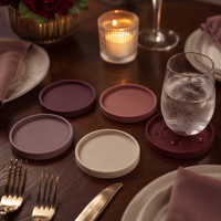 Ensemble de sous-verres en silicone OEM personnalisés, absorbants, à plateau profond, antidérapants, résistants à la chaleur et imperméables pour la protection de table