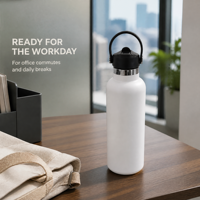 Bouteille d'eau isotherme à double paroi de 22 oz, garde au froid 24 heures, garde au chaud 12 heures, anti-fuite, sans BPA, avec couvercle à paille