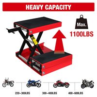 Taşınabilir çelik motosiklet asansör bir silindir hidrolik asansör geniş güverte vinç standı 1100 LBS kapasite 380mm kaldırma yüksekliği emniyet pimi
