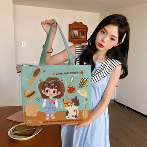 Borsa a Tracolla in Tela con Cerniera per Studentesse, Grande Capacità, Stile Coreano, Design alla Moda - Product Image 4