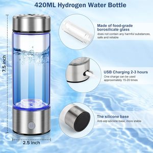 Bouteille d'eau hydrogénée 2-en-1, générateur d'hydrogène jusqu'à 9-4000 PPB, ioniseur d'eau avec technologie SPE/PEM - Product Image 2