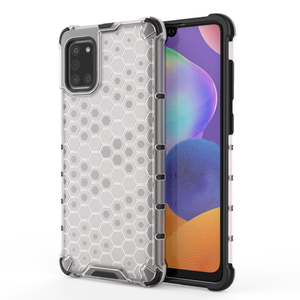 Commercio all'ingrosso trasparente a nido d'ape del telefono mobile di tpu pc caso della copertura posteriore Per <span class=keywords><strong>Samsung</strong></span> Galaxy <span class=keywords><strong>A31</strong></span> casi chiari - Product Image 1