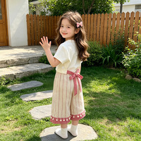 Conjunto de Ropa Infantil de Dos Piezas con Lazo, Estilo Coreano 2026, para Niña, Manga Corta - Atuendo de Verano Elegante y Moderno