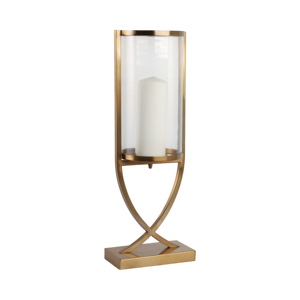 Metal And Glass <b>Hurricane</b> <b>Candle</b> Holder Contemporary Pillar Candlestick For Table Centerpiece Elegant Decor - Product Image 2