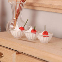 Mini-coupelle de dessert à la crème de cerise miniature 1/12 pour maison de poupée OB11, accessoires de décoration de scène alimentaire DIY