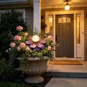 Nouvelle lampe solaire en métal en forme de fleur pour l'exportation - Product Image 3