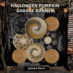 Nouvelle Décoration d'Halloween pour Porte de Garage : Château Citrouille Horreur, Style Américain, en Jonc de Mer, Lavable - Product Image 2