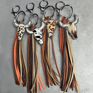 Luxury Leather Keychain Key Chain For Woman Purse Bag Pendant Car Key Ring Leather Wristlet Keychain
