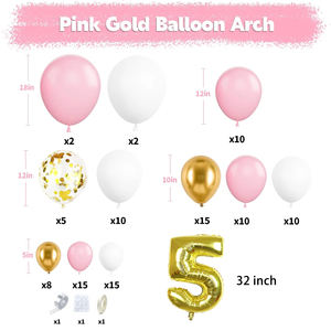 طقم قوس بالونات جديد لعام <span class=keywords><strong>2025</strong></span> من اللاتكس اللامع باللون الوردي والذهبي والأبيض، زينة لأعياد الميلاد من 0-9 وحفلات الزفاف - Product Image 6