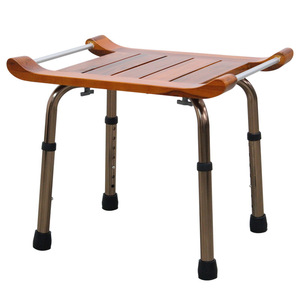 Maxhealth <b>Adjustable</b> Bath <b>Stool</b> Solid Wood Seat Aluminum Frame 7 <b>Height</b> Levels Bathroom Safety Equipment - Product Image 4