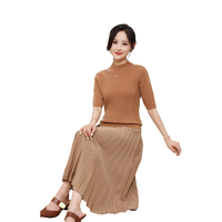Pull en laine 100% pour femme, col rond, design populaire printemps-été, pull doux à manches courtes pour l'été