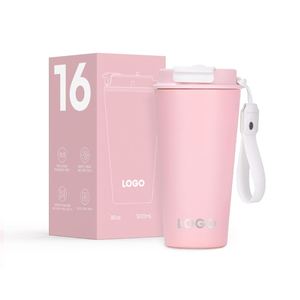 Gobelet isotherme réutilisable en acier inoxydable 12/16 oz, style sport, avec couvercle anti-déversement, isolation thermique 12-24 heures pour - Product Image 2