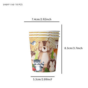 Fournitures de fête d'<span class=keywords><strong>anniversaire</strong></span> sur le thème des animaux de la <span class=keywords><strong>jungle</strong></span> moderne, plateau en papier, gobelet, serviette, nappe, décoration de gâteau sur le thème des animaux de la forêt - Product Image 2