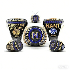 2026 Customized Men's Sports Championship <strong>Ring</strong> Alloy Gold Black Design <strong>Crystal</strong> Cut Jewelry for Rugby Softball &amp; Basketball - Product Image 1