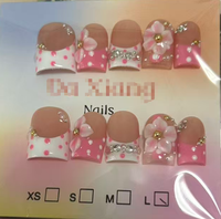 Promo Panas DAXIANG Kuku Palsu Berkualitas Tinggi 10 Pcs Buatan Tangan Gaya Prancis 3D ABS Full Cover Pendek