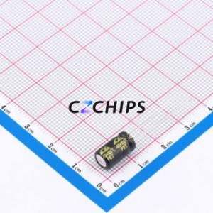 Condensateur électrolytique en aluminium à montage traversant CD26G1EM101E110T, montage traversant, D6.3xL11mm 100uF 20% 25V 291mA-100kHz - Product Image 2