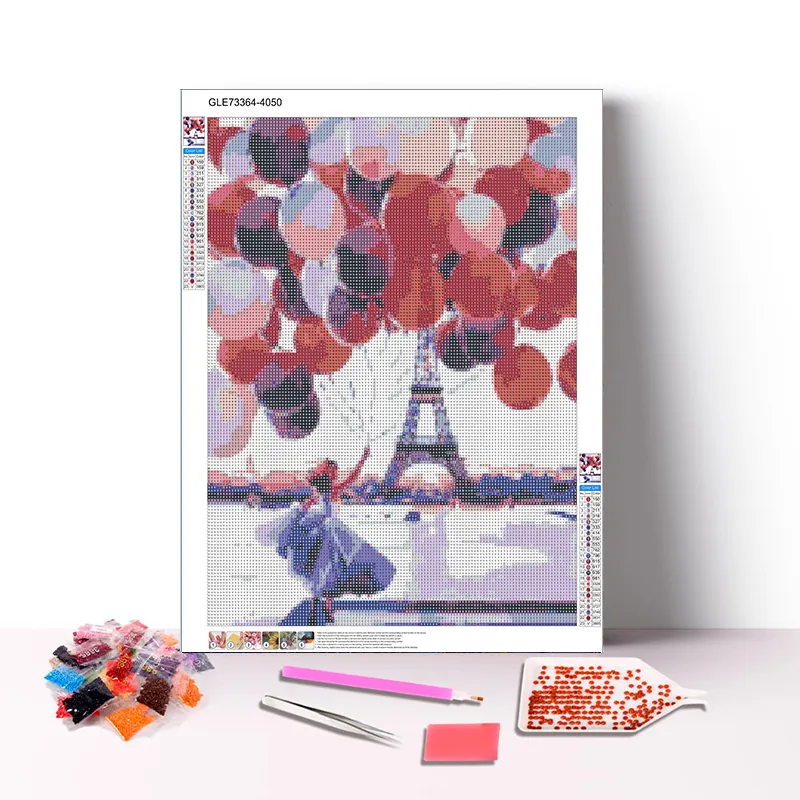 Girl And Colorful Ballons 5D Diamond Painting Kits Art Picture Round Full Drill Diamond Painting Kits for Adults Gifts