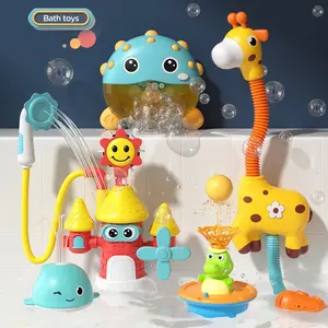 Water Spray Whale Light Up Bath Toy crocodile Fountain Bath Toy With Colourful Led Lights Automatic Water Sprinkler For Kids Toy