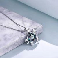 Bijoux fins, collier avec pendentif tortue de mer en argent sterling 925, coquille d'ormeau en relief