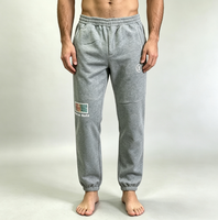 Pantalon de jogging gris sérigraphié en molleton éponge, taille élastique, coupe ajustée décontractée, jambe large, léger pour homme