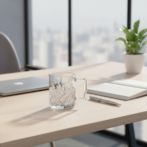 Taza de Vidrio Transparente de 260 ml, Estilo Europeo, Ecológica, con Patrón de Corte de Cristal, Elegante Asa Cuadrada, para Hogar, Oficina, Cafetería, con Textura Estilizada - Product Image 4