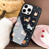 Étui magnétique pour iPhone 17/17 Pro/17 Pro Max/16/16 Pro/16 Pro Max avec motif bovins et chevaux dorés, bordure noire et doublure floquée