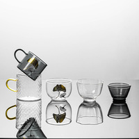 Service à thé Kung Fu en verre transparent résistant à la chaleur en borosilicate écologique, tasse à thé de 150 ml, design moderne et épuré