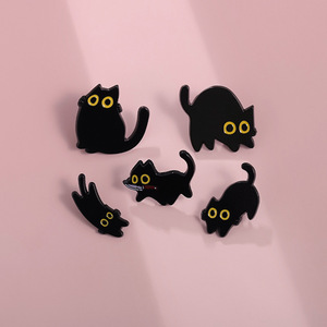 かわいい純黒の子猫亜鉛合金ソフトエナメルブローチバッジ衣類アクセサリー動物装飾バッグペンダントカスタマイズ可能 - Product Image 3
