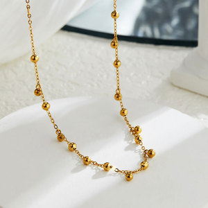 สร้อยโชคเกอร์ชุบทอง18K แบบ316L สำหรับผู้หญิงทำจากสเตนเลสสตีลแฟชั่นลูกปัดทองขนาดเล็ก - Product Image 3