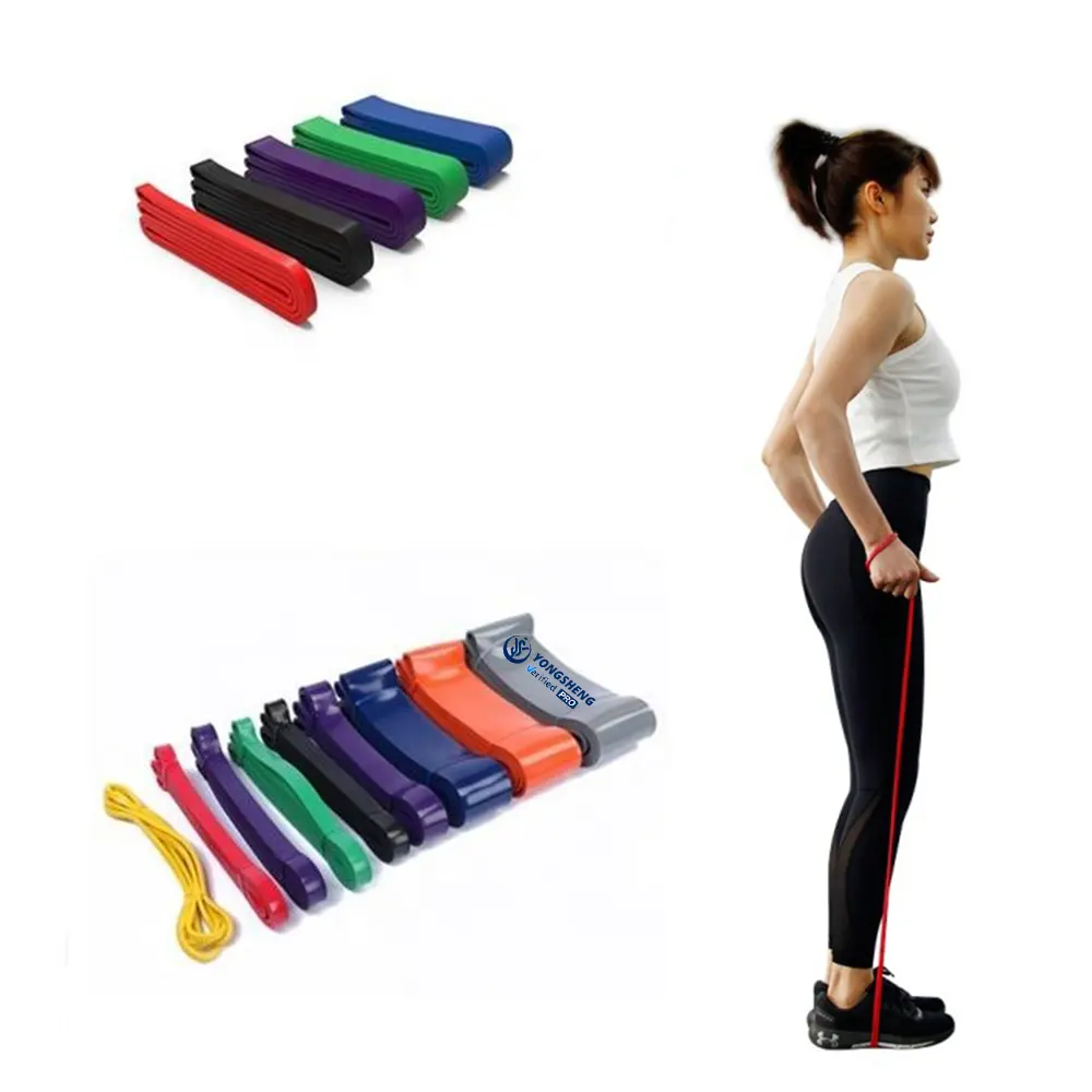 Individuelles Logo Yoga Dehnung Widerstand Schleife Trainingsbänder Fitnessbänder mit elastischen Latexmaterialien Binden Band