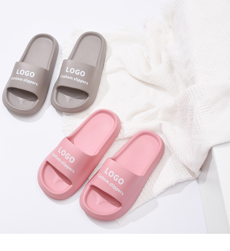 Custom Logo Thick Bottom Slippers EVA Indoor Outdoor Bathroom Slippers Beach Slide Shoes