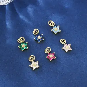 Cubic Zirconium Pendant For Women Colorful Zircon Mini Small Flower Necklace DIY Jewelry Accessories