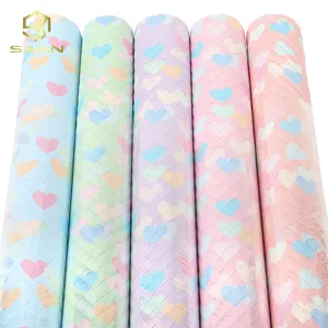 Custom Heart Printed PU Leather Fabric Thick Sponge Quilted Faux Leather Fabric For DIY Bags Phone Cover Car Upholstery