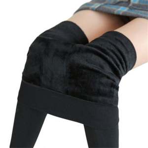 Women Winter Thicken 300g Solid Color Sexy Velvet High Waist Warm Leggings - Product Image 1