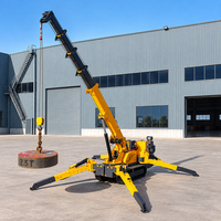 Grue araignée diesel CE EPA EURO 5 de 5 tonnes et 17 m, portable, télécommandée, avec flèche de déplacement et nacelle pour personnel