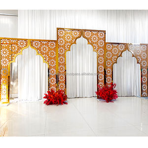 Arche de mariage sculptée à succès du fabricant, décoration de fond de fête de luxe, fournitures pour fête de mariage - Product Image 6