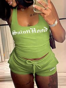 Abito estivo stampato alla moda europeo <span class=keywords><strong>e</strong></span> americano 2024 per donna Top <span class=keywords><strong>Blazer</strong></span> <span class=keywords><strong>e</strong></span> pantaloni con gilet <span class=keywords><strong>e</strong></span> Shorts da un Set con tasca - Product Image 6