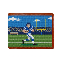 Dompet Golf Kulit Asli Needlepoint dengan Pola Bordir Kustom, Tempat Kartu, Dompet Kulit Full Grain untuk Pria, Aksesoris Golf
