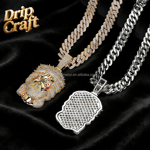 Pendentif Hip-hop Jésus, Pendentif Tête Humaine Vintage avec Ornement <span class=keywords><strong>de</strong></span> Tête Taché <span class=keywords><strong>de</strong></span> <span class=keywords><strong>Sang</strong></span>, Plaqué Cuivre avec <span class=keywords><strong>Or</strong></span> Véritable. - Product Image 4