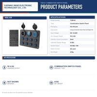 Panneau de commande combiné TCB141 8 modules avec voltmètre numérique bleu œil de chat et double port USB 5V pour autoradio