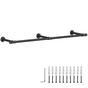 SONGMICS Barra Appendiabiti Salvaspazio Nera Stendibiancheria da Parete per Stanze Piccole - Product Image 5