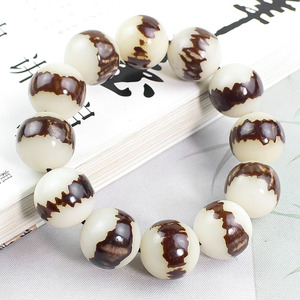 Pulsera de Raíz de Bodhi con Doble Cara de Loto y Semillas de Jade Blanco, 11 Cuentas de 20mm, Joyería Coleccionable para Uso Diario - Product Image 4