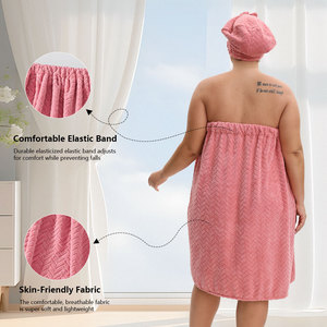 Accappatoio con chiusura regolabile in microfibra con asciugamano per asciugare i capelli da donna fascia Spa Logo-design Hotel <span class=keywords><strong>e</strong></span> uso domestico per adulti - Product Image 5