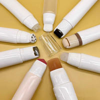 Tube en plastique personnalisé pour crème contour des yeux avec applicateur à bille massant et brosse multifonctionnelle