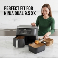 Papiers de cuisson écologiques et biodégradables pour friteuse à air Ninja Foodi Dual Zone, 22x14cm, rectangulaires, résistants à la graisse, pour entrepreneurs