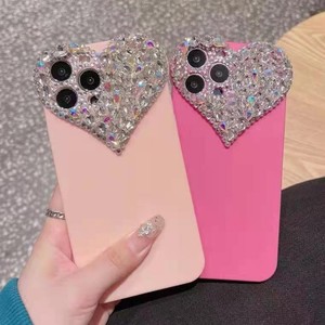 Étui de téléphone portable en <span class=keywords><strong>silicone</strong></span> de luxe pour filles, en forme de cœur, avec diamants, pour <span class=keywords><strong>iPhone</strong></span> <span class=keywords><strong>11</strong></span> 12 13 14 15 16 Pro Max, <span class=keywords><strong>coque</strong></span> de protection souple pour l'arrière - Product Image 1